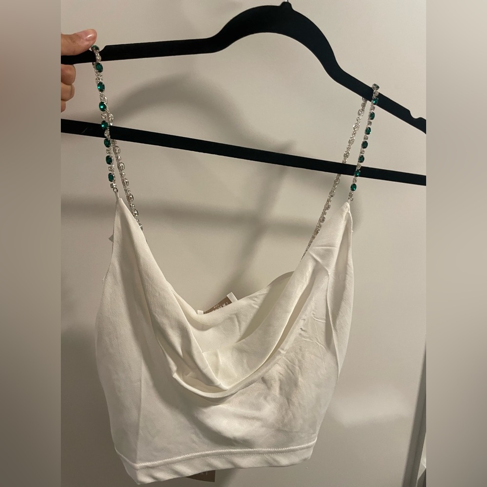 Meshki white silk top